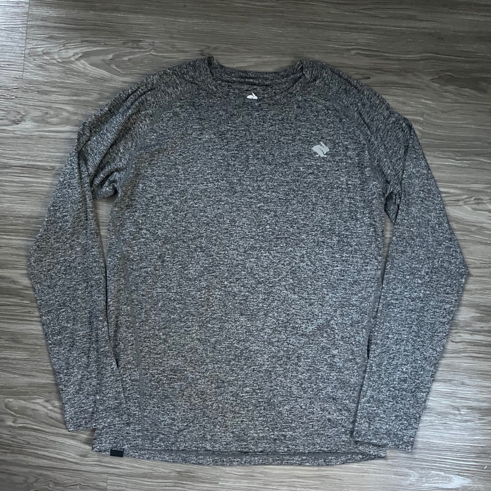 Rabbit Mens Running Shirt Long Sleeve Heather Gray Training Top Large